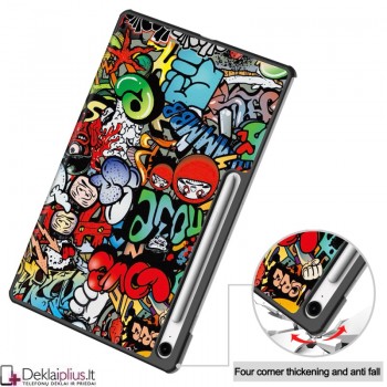 Dirbtinės odos atverčiamas dėklas - Grafiti (Samsung Galaxy Tab S10 Fe Plus)